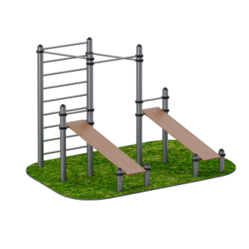 Комплекс уличный из 2 скамеек для пресса и трех турников Sabirgym SGWOK020.4 - Спортивные силовые и кардио тренажеры . Спортивный тренажёр в Екатеринбурге